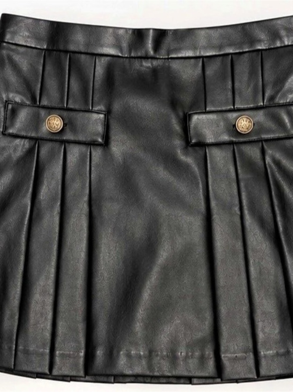 LOFT Pleated Faux Leather Mini Skirt in Black Size 2 NWT